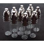 10x Small Empty Glass Vial Conjure Bottle Pendant with Silver Screw Cap